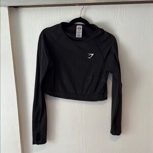 Gymshark Black Fitted Long Sleeve Crop Top